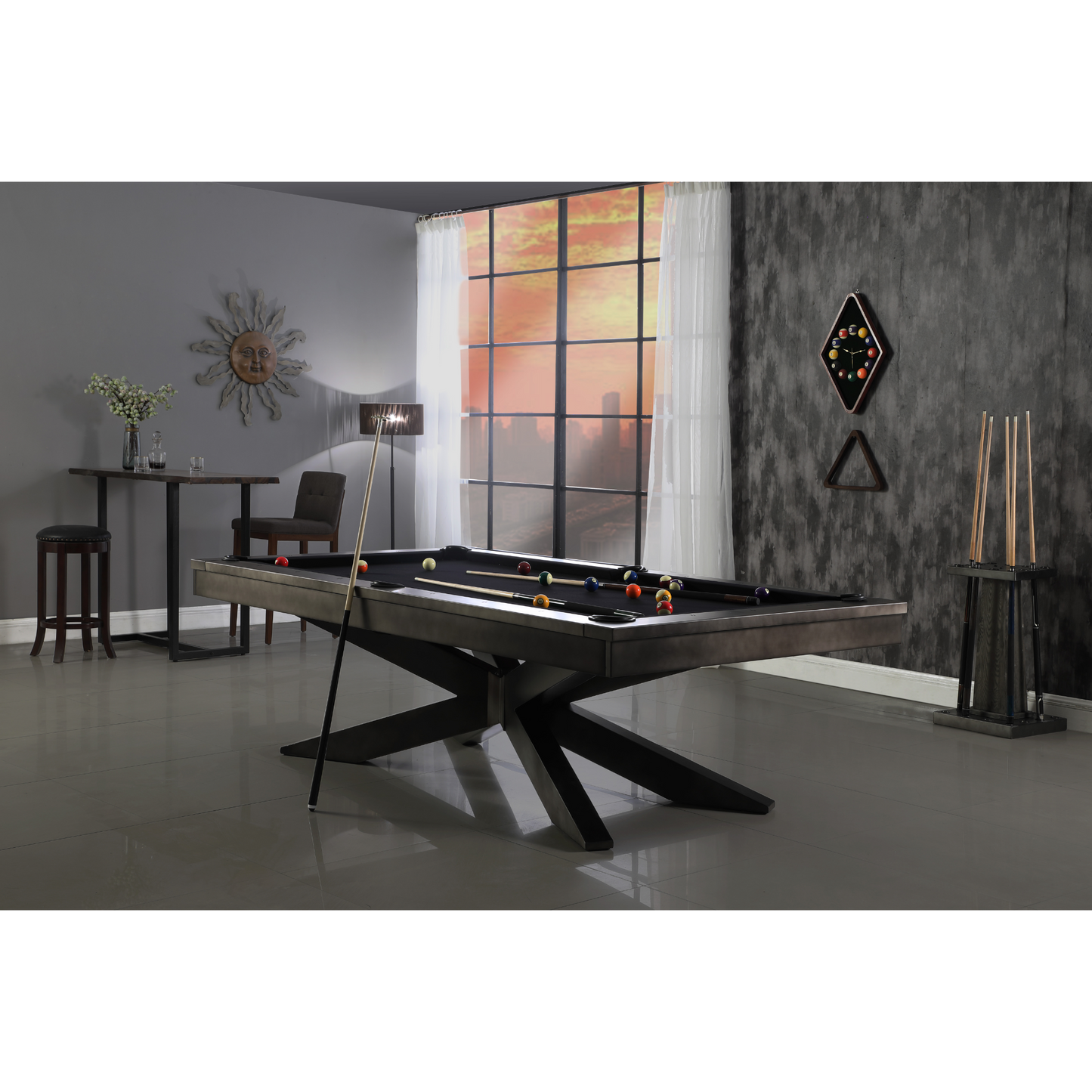 Felix 8' Pool Table Gun Metal Grey Plank & Hide 28005-GUN