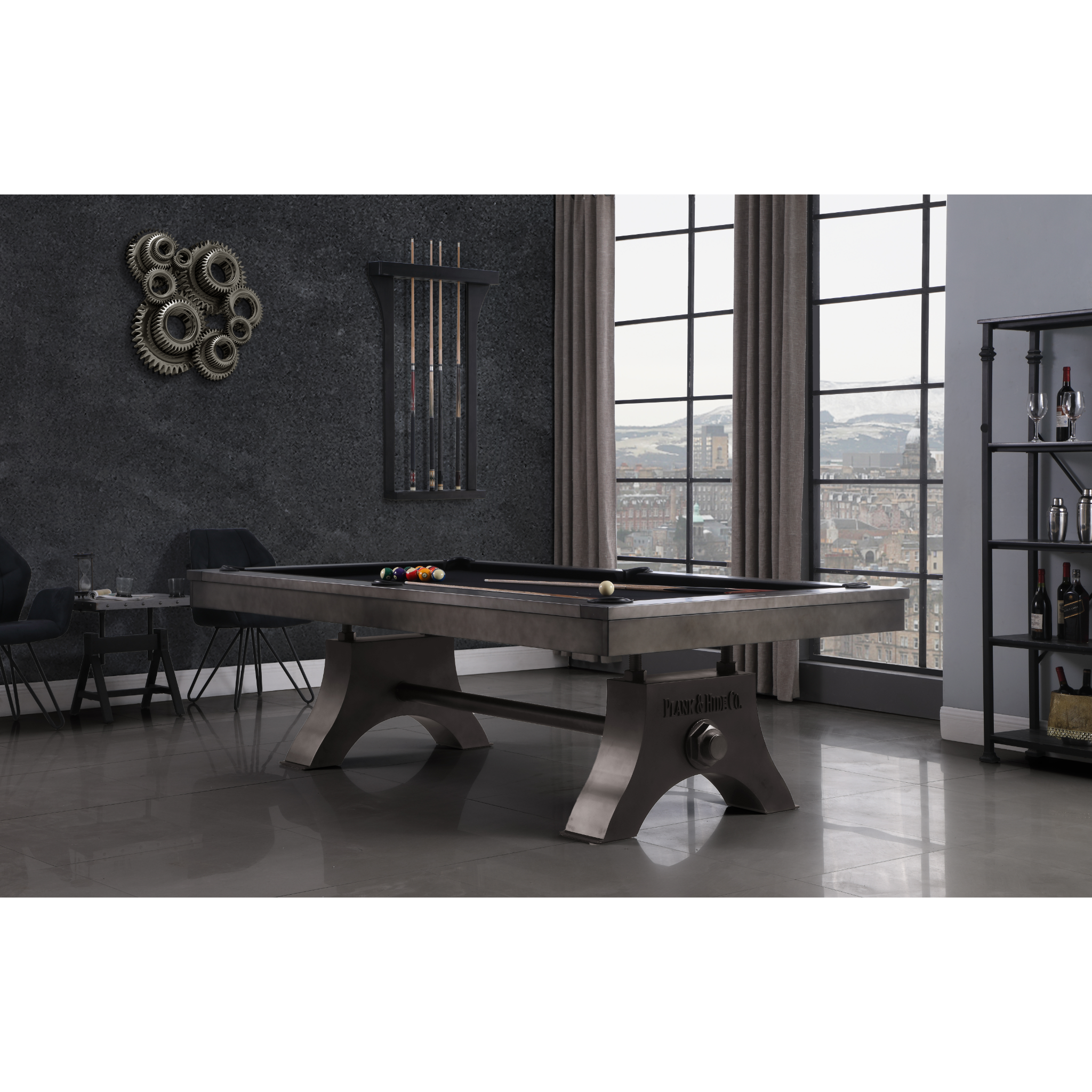 Jaxx 8' Pool Table Gun Metal Grey Plank & Hide 28048-GUN