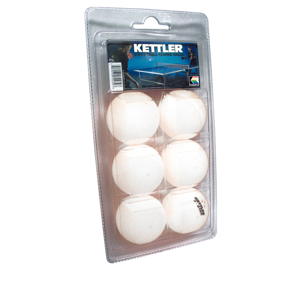 3-Star Table Tennis Balls 6-Pack by KETTLER 7223-100