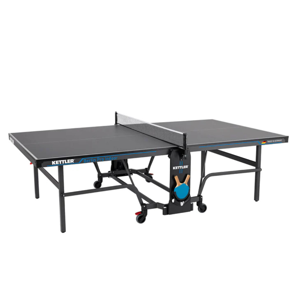 Kettler Berlin Pro table tennis table with a paddle on a white background