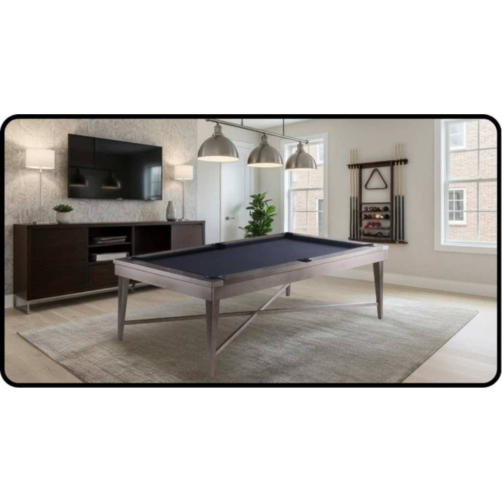 Saxon 8' Pool Table Gun Metal Grey Plank & Hide 28067-GUN