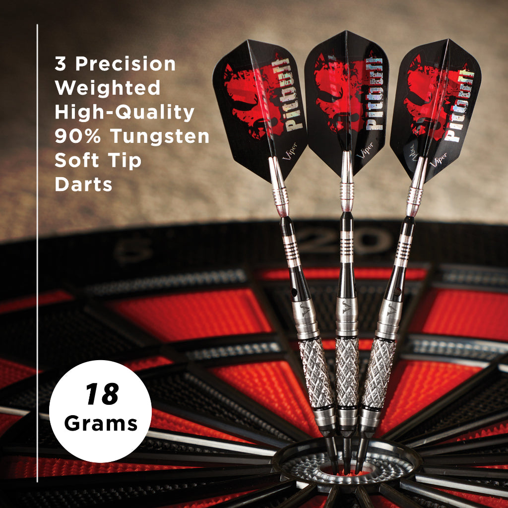 Pitbull 90% Tungsten Soft Tip Darts Diamond Cut and Shark Fin Barrel 18 Grams by Viper 21-2005-18