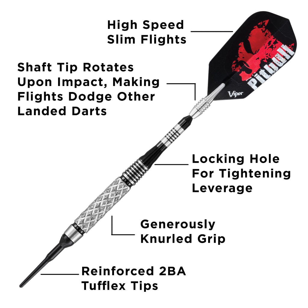 Pitbull 90% Tungsten Soft Tip Darts Diamond Cut Barrel 18 Grams by Viper 21-2003-18