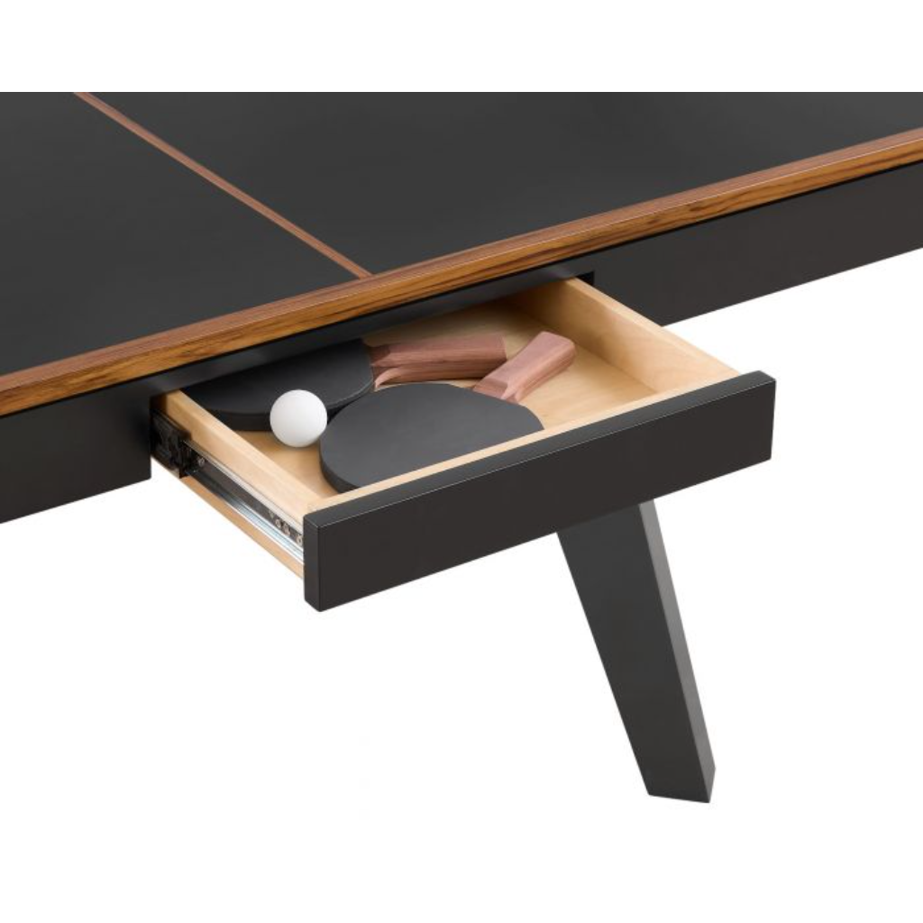 Harper in Black Ping Pong Table with Drawers Plank & Hide 87003-BLA-TUM