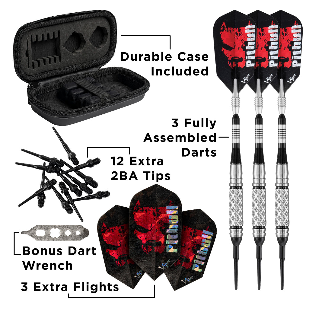 Pitbull 90% Tungsten Soft Tip Darts Diamond Cut and Shark Fin Barrel 18 Grams by Viper 21-2005-18