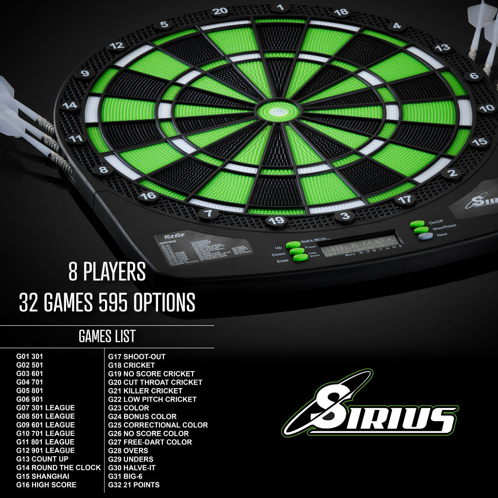 Sirius Electronic Dartboard, 13.5" Compact Target by Fat Cat 42-1038