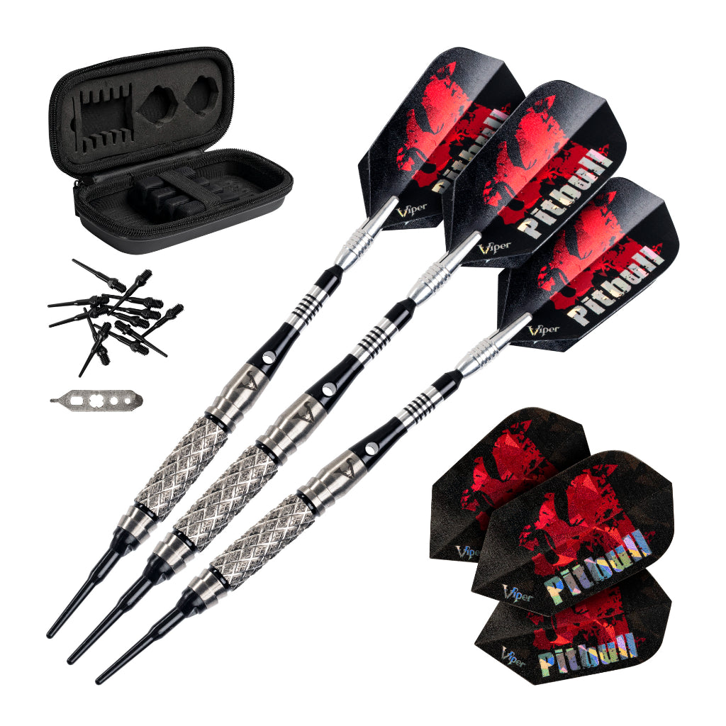 Pitbull 90% Tungsten Soft Tip Darts Diamond Cut and Shark Fin Barrel 18 Grams by Viper 21-2005-18